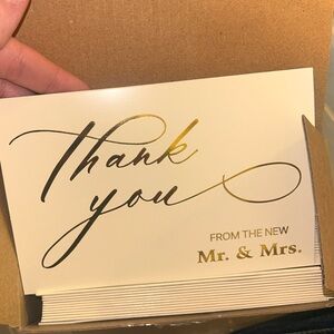 Gold Script "Thank You" Wedding Cards (Mr. & Mrs.)